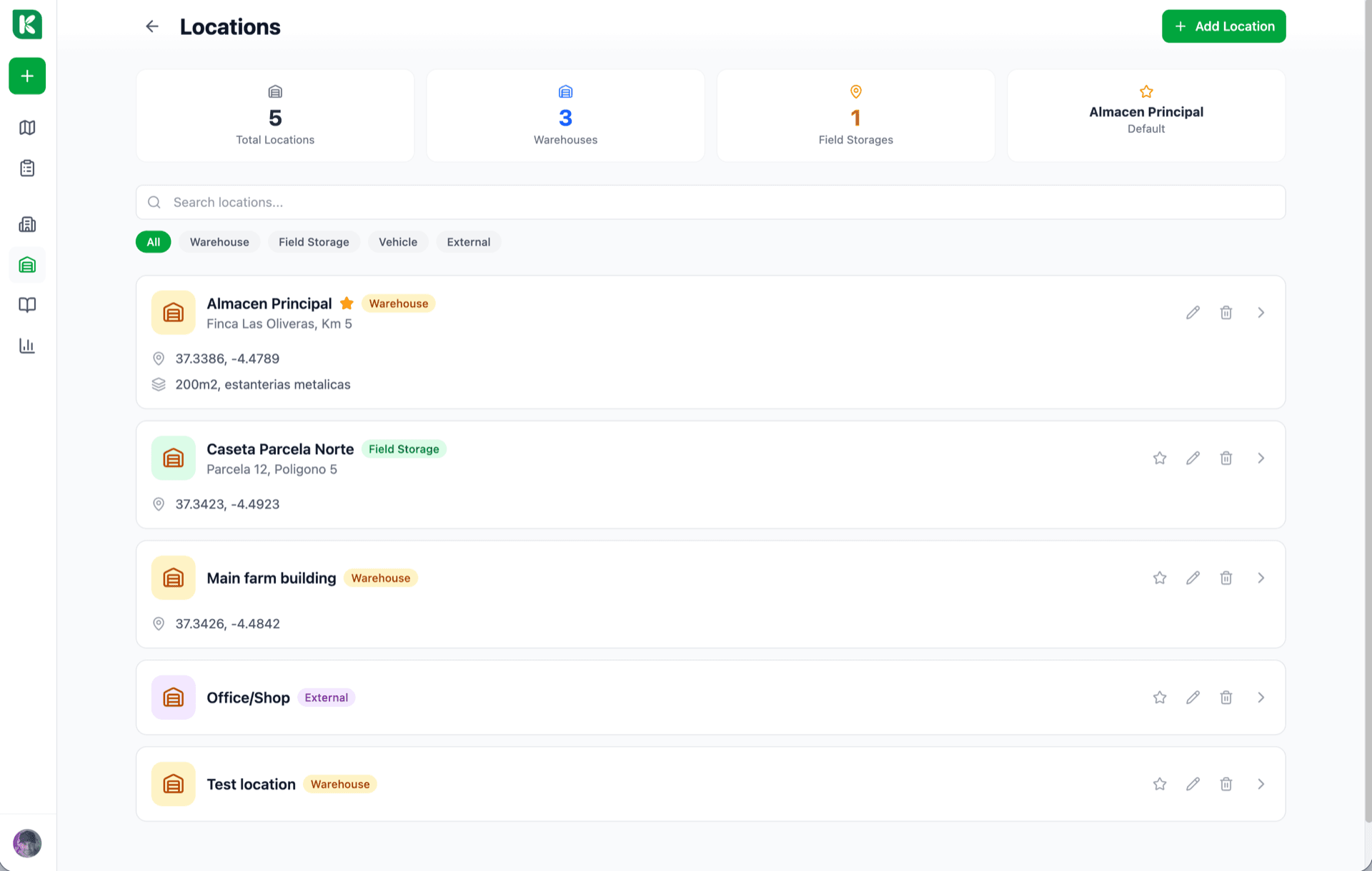Tarjeta de stock de un fungicida mostrando litros restantes, lote activo y mini-historial de movimientos ligados a actividades.